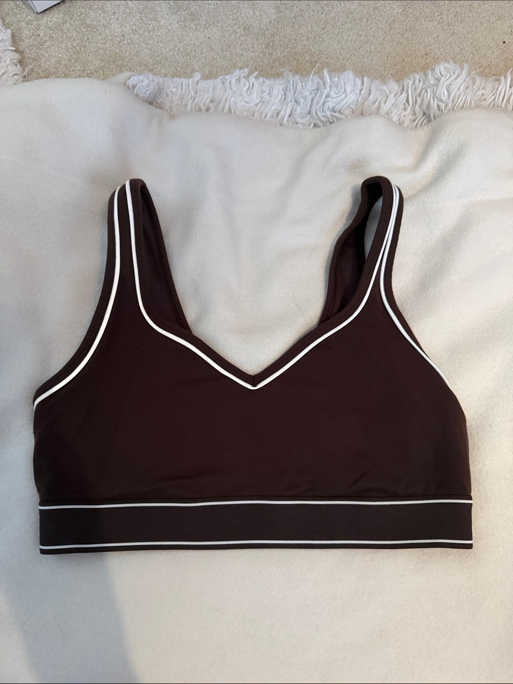 Aritzia Brown Sports Bralette with White Piping